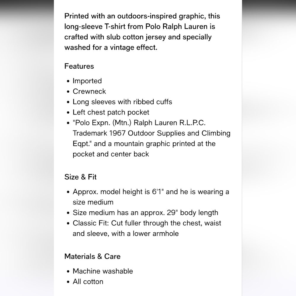 Polo Ralph Lauren Men's Classic Fit Slub Jersey Graphic T-Shirt Small - Picture 10 of 10